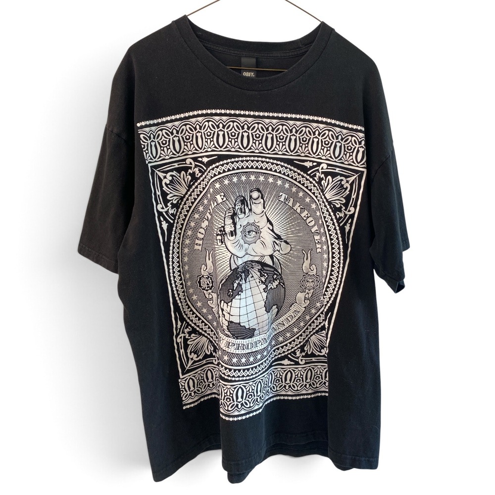 Obey Propaganda Hostile Takeover Graphic T-Shirt Black XL Mens Short Sleeve Tee